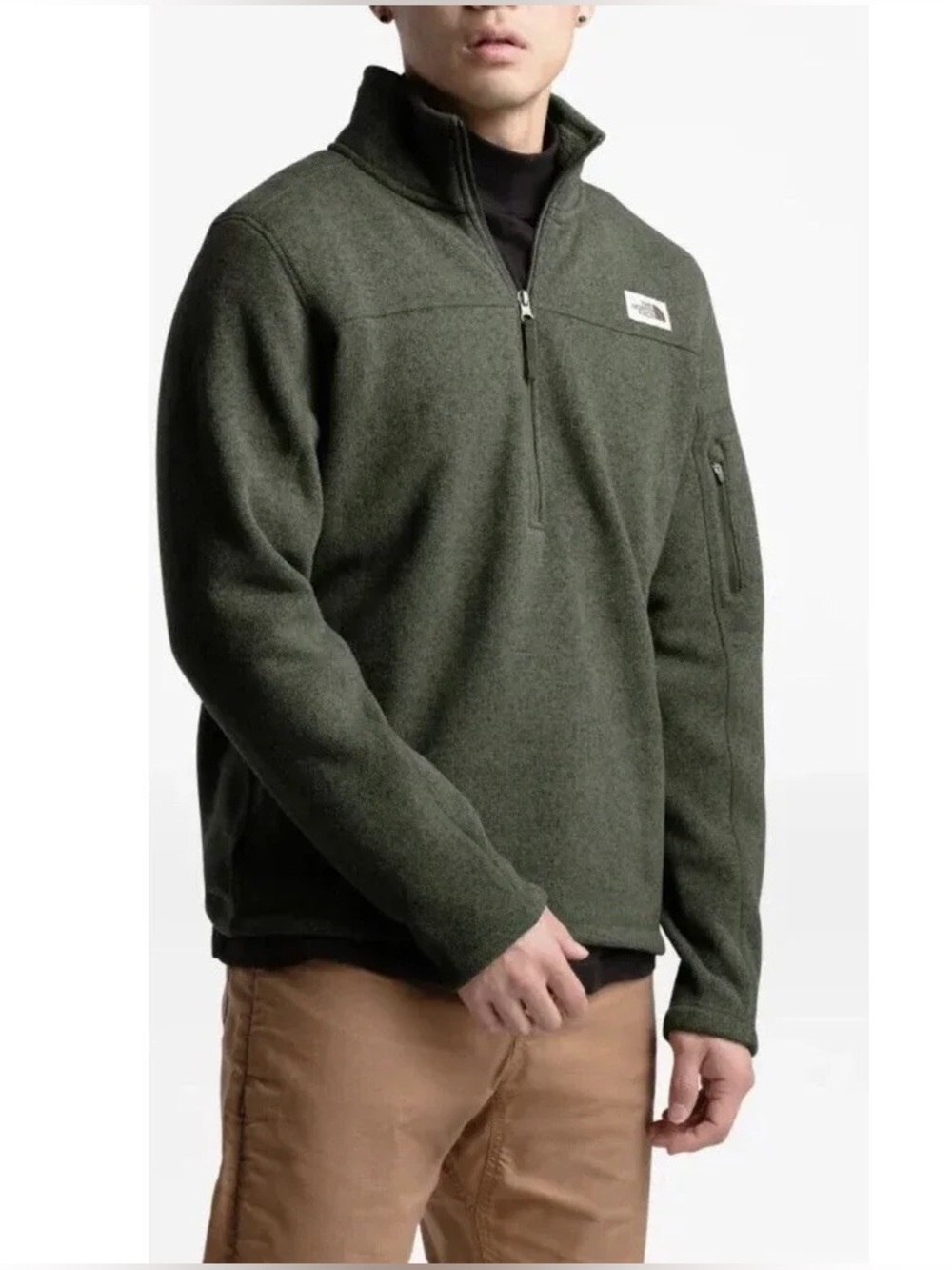 The North Face Men’s XL Fleece-Lined 1/4 Zip Pullover Olive Green